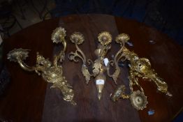 *Three Brass Wall Lamps