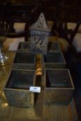*Six Pierced Brass Candle Holders and a Lantern