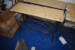 *Marble Topped Hall Table on Wrought Iron Frame