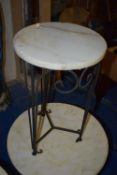 *Granite Topped Circular Wrought Iron Occasional Table 12” diameter