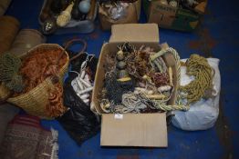 *One Box and Three Bags of Assorted Upholstery Braid, Tiebacks, etc.