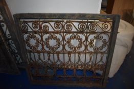 *Moroccan Glazed Window Unit with Blue & Green Glass and Wrought Iron Panel 74x90cm