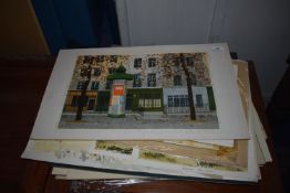 *Collection of Prints to Include Parsian Scenes, Original Oils Depicting Dogs, Watercolours, etc.