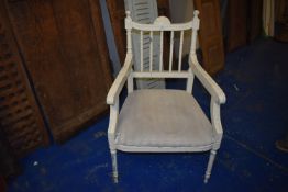 *Moroccan Carved Wood Armchair with Upholstered Seat