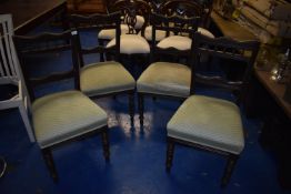 *Set of Four Edwardian Dining Chairs with Upholstered Seats