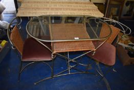 *Wrought Iron Framed Bistro Set with Glass Topped Table