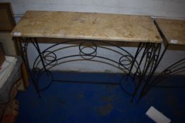 *Marble Topped Hall Table on Wrought Iron Frame