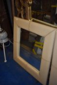 *Square Cream Leather Framed Mirror