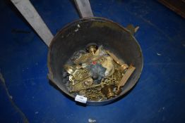 *Jam Pan Containing Assorted Brassware