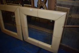 *Square Cream Leather Framed Mirror