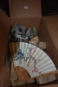 *Box of Oriental Fans, Pens, etc.