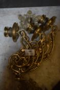 *Three Brass Wall Sconces with One Bracket