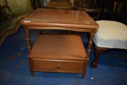 *Teak Side Table with Undershelf and Drawer