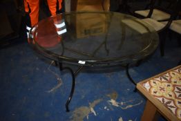 *Circular Glass Occasional Table on Wrought Iron Base