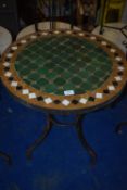 *Mosaic Tile Topped Circular Bisto Table on Wrought Iron Frame 2ft diameter