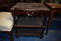 *Three Tier Side Table with Drawer in Mahogany Finish