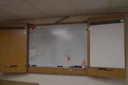 *Wall Mounted Cabinet 52”x43” with Whiteboard, Projector Screen, and Notepad (buyer to remove)