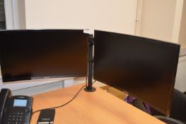 *2x Samsung C24F390FHU Monitors on Mount
