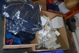 *Box of Merchandising Mugs, Polo Shirts, etc.