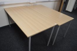 *2 Lightwood Effect Office Desks 75x150cm x 73cm tall