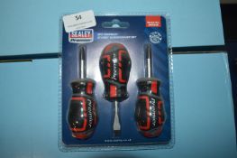 *Sealey AK4328 3pc Grip Max Stubby Screwdriver Set