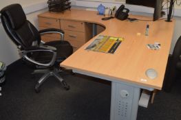 *Office Desk, Swivel Chair, and Two Three Drawer