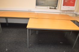 *3 Lightwood Effect Office Desks 73x150cm x 73cm tall