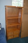 Pine & Wicker Shelf Unit with Basket Storage