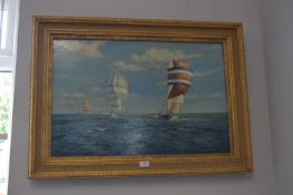 Brian Mays Oil on Canvas Yacht Racing Scene 