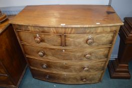 Victorian Walnut Veneered Bow Front Two over Three