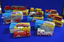 Eight Corgi Classics Diecast Fire Trucks