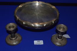 Hallmarked Sterling Silver Dish - Birmingham 1967, plus a Pair of Small Hallmarked Silver
