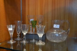 Hand Blown Wine Glasses and Jug etc.