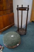 Victorian Mahogany Footstool plus a Stick Stand