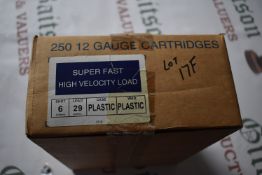 Box of 250 12-Guage Hull Cartridge Super Fast High Velocity Shot 6, Load 29g, Plastic Wad