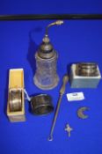 Three Hallmarked Sterling Silver Napkin Rings plus Scent Bottle, and Jewelry etc.