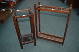 Two Edwardian Oak Stick Stands