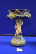 Victorian Majolica Dish with Cherub & Dolphin Support