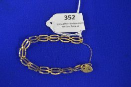 9k Gold Gate Chain Brooch with Locket 3.85g