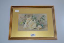 Period Watercolour Study of Roses by Kate Saddler