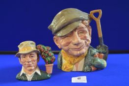 Royal Doulton Character Jug - The Gardener, plus a Small Gardener