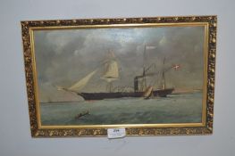 Paddle Steamer Maritime Study Oil on Board (unsigned)