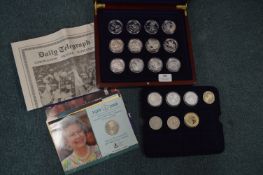 London Mint Cased Coin Sets: Fifteen 1oz Silver Coins plus Others