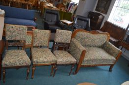 1930's Two Seat Mahogany Framed Settee with Floral