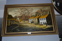 Glynn Barker Oil on Board Study of a East Yorkshire Wolds Village