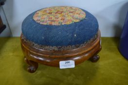 Embroidered Wool Work Walnut Foot Stool