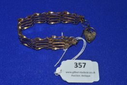 9k Gold Gate Chain Bracelet with Locket 10.7g