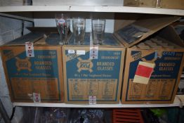*Three Boxes of Branded Pint Glasses Including Kronenbourg, Guinness, etc.