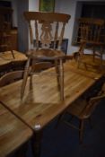 *120x75cm Rectangular Pine Dining Table on Four Turned Legs, with Four Shieldback Beech Framed