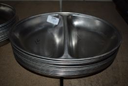 Twelve Stainless Steel Two Division Dishes